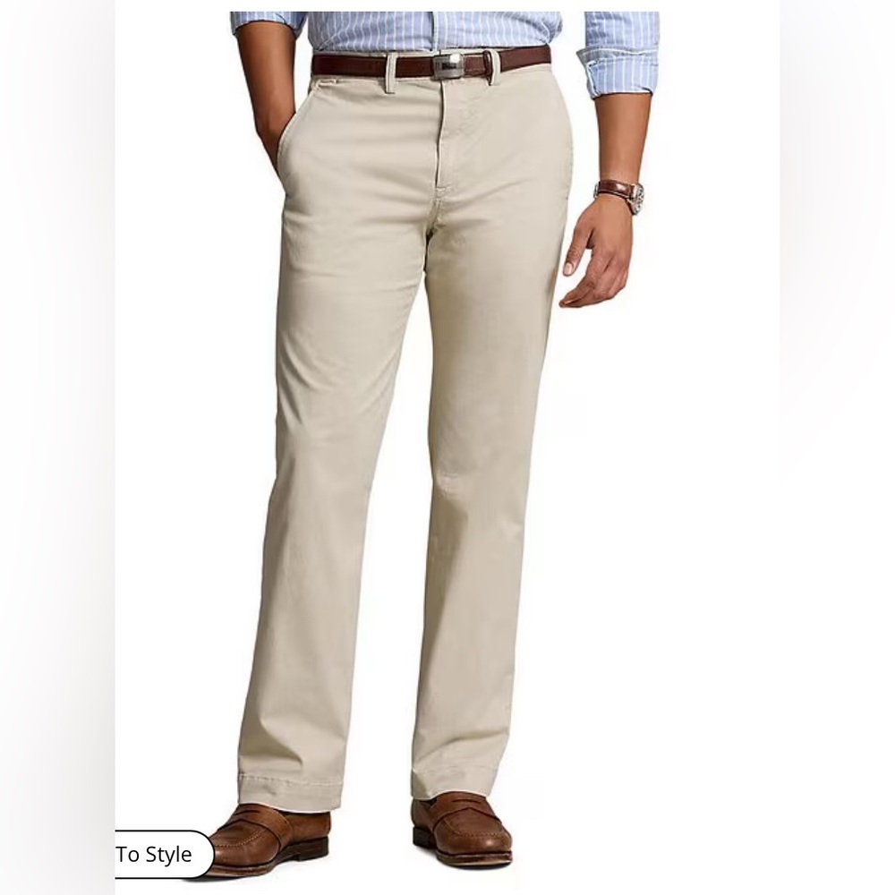 Khaki Prospect Classic Fit slacks by Ralph Lauren